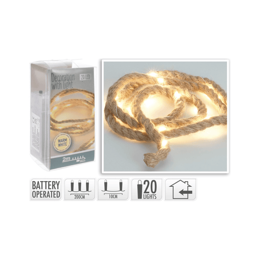 Alpha 55 Guirlande corde 20 LED 2 m blanc chaud décorative