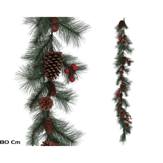 Alpha 55 Guirlande Pomme de Pin & Baies – Déco Noël Naturelle