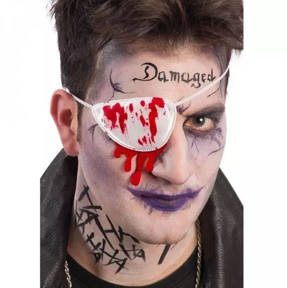 Alpha 55 Halloween accessoires, cache œil blanc avec taches de sang