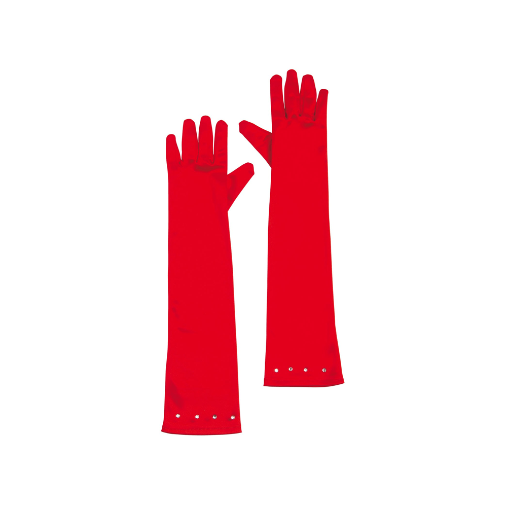 Alpha 55 Halloween accessoires enfant, gants longs satin rouge
