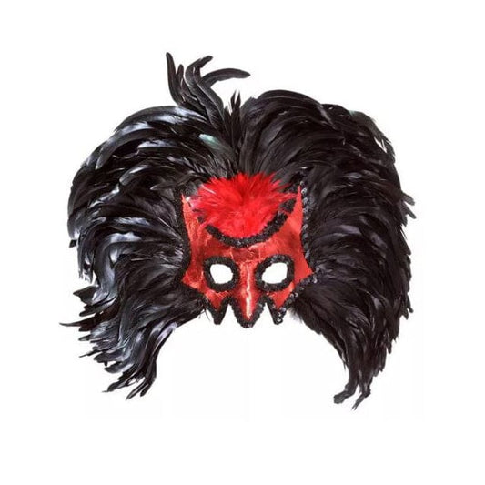 Alpha 55 Halloween accessoires, masque extravagant Diable avec plumes