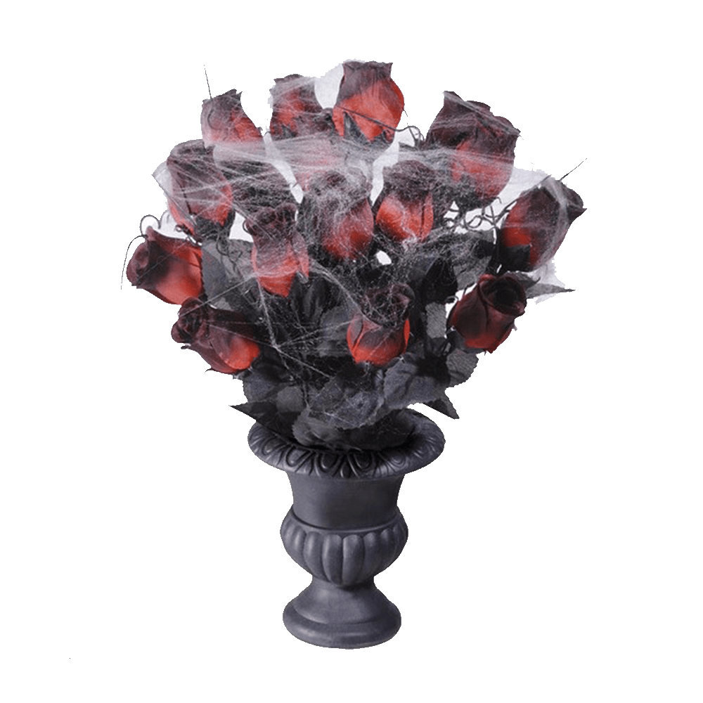 Alpha 55 Halloween accessoires, vase garni de fleurs et de toile d'araignée