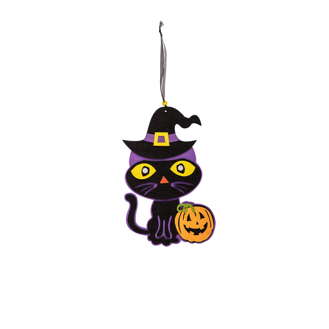 Alpha 55 Halloween, déco à suspendre Chat / Citrouille 38 cm