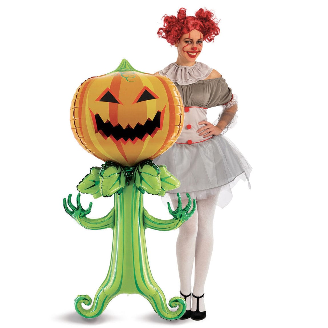 Alpha 55 Halloween déco, ballon alu 155 cm forme citrouille sur pattes