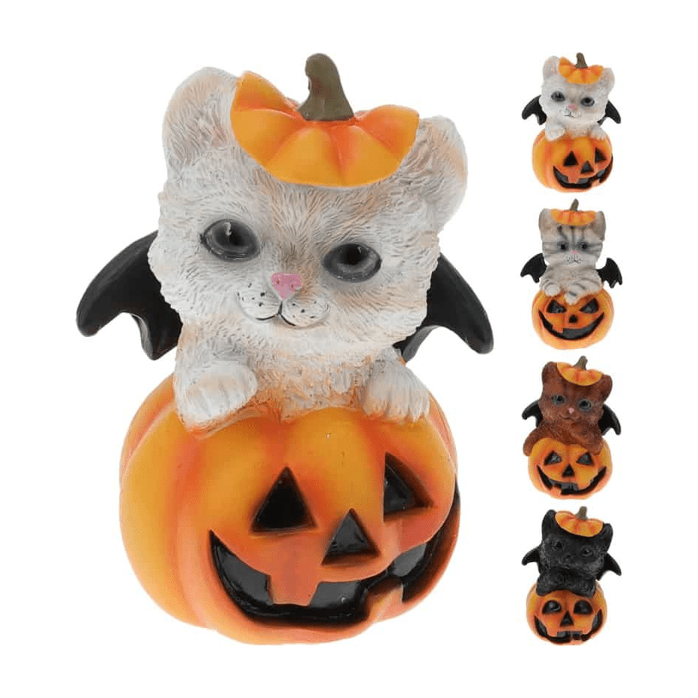 Alpha 55 Halloween déco, chaton sur citrouille 12 cm. Modèles assortis