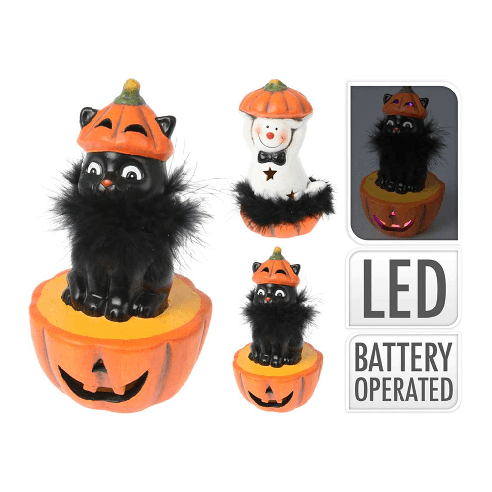 Alpha 55 Halloween déco, Fantôme sur citrouille 14 cm. Modèles assortis