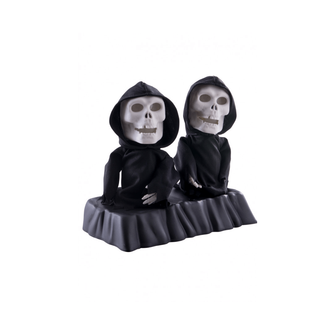Alpha 55 Halloween déco, Figurine à poser 24 cm : Jumeaux. Son, lumière et mouvement