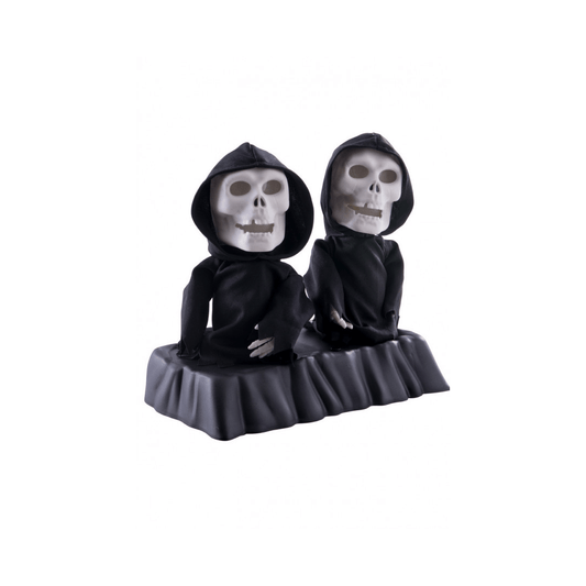 Alpha 55 Halloween déco, Figurine à poser 24 cm : Jumeaux. Son, lumière et mouvement