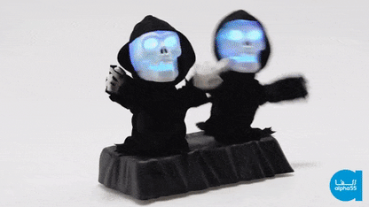 Alpha 55 Halloween déco, Figurine à poser 24 cm : Jumeaux. Son, lumière et mouvement