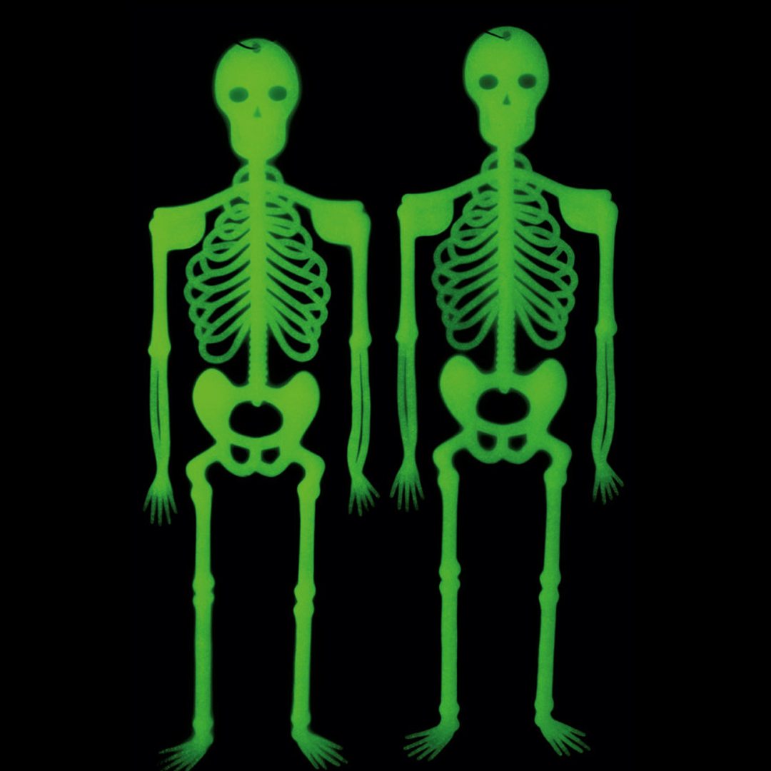 Alpha 55 Halloween déco , lot de 2 Squelette glow in the dark 33 cm