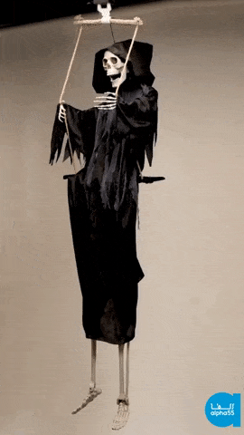 Alpha 55 Halloween déco, squelette sur balançoire avec lumière, son et mouvement 165 cm