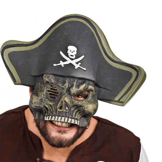 Alpha 55 Halloween masque mi-visage Pirate avec chapeau