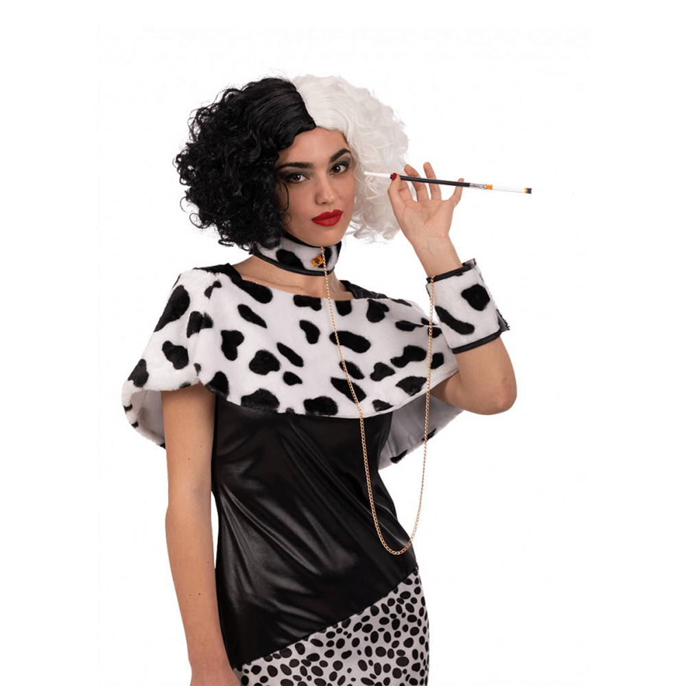 Alpha 55 halloween Noir Set d'accessoires de Cruella : capeline, poignet et col