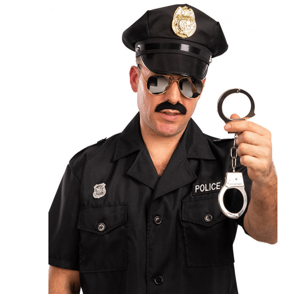 Alpha 55 halloween Noir Set d'accessoires de Policier : chapeau, lunettes, moustache et menottes