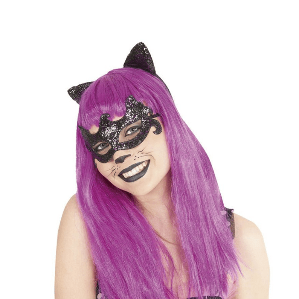 Alpha 55 halloween Noir Set de chauve-souris pailleté : masque et oreilles