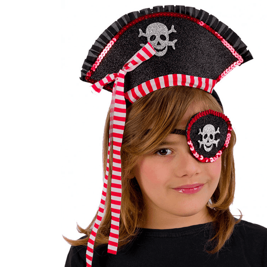 Alpha 55 halloween Noir Set de Pirate enfant : tricorne et cache-œil