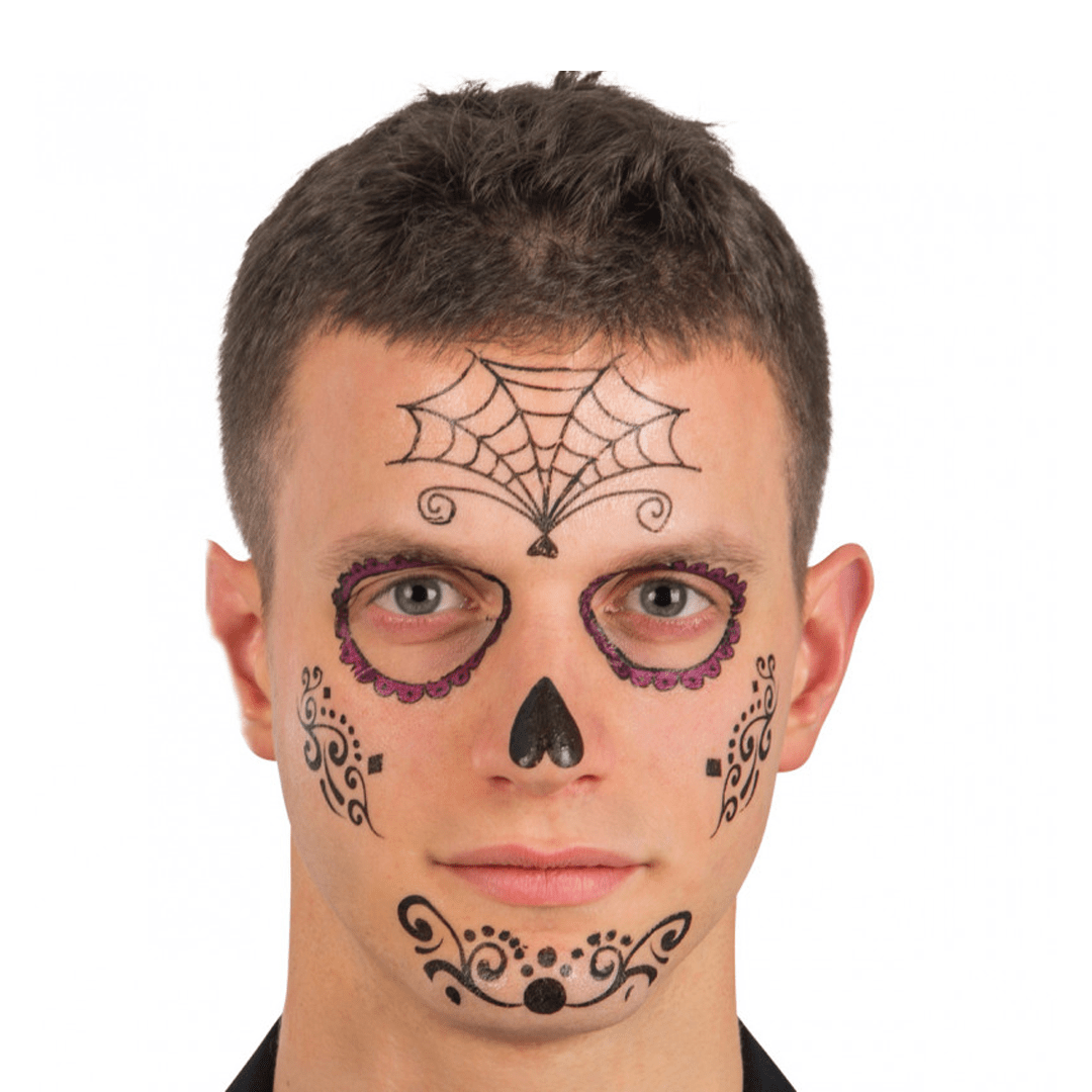 Alpha 55 Halloween tatoo visage Jour De La Mort pour homme