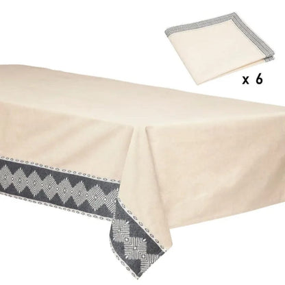 Alpha 55 ivoire Nappe et 6 serviettes "Inuit" en coton
