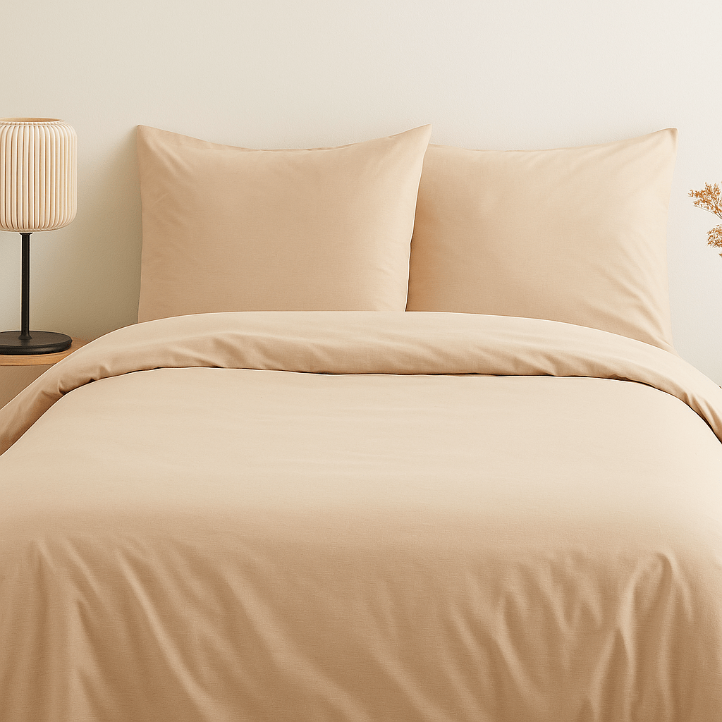 Alpha 55 Ivoire Parure de lit en coton avec 2 taies d'oreiller