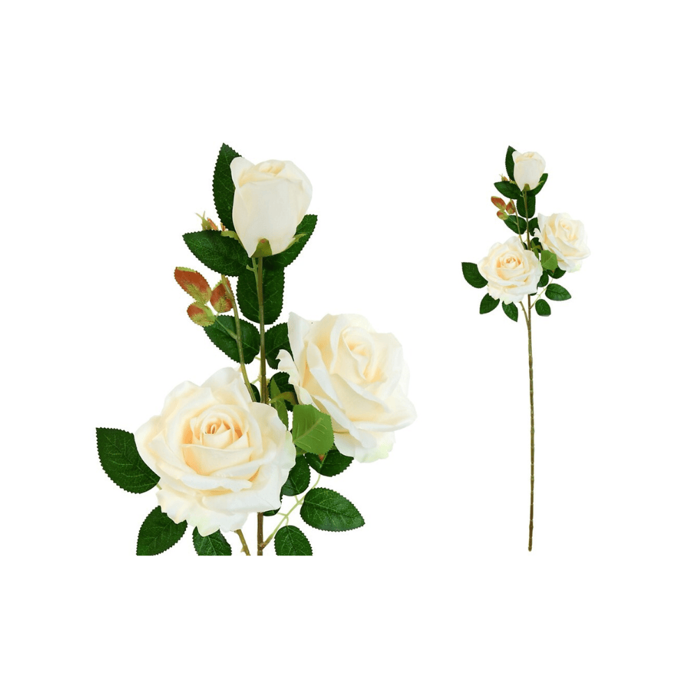 Alpha 55 Ivoire Tige de 3 roses décoratives élégantes