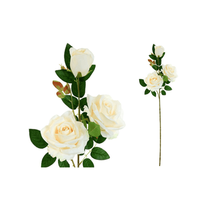 Alpha 55 Ivoire Tige de 3 roses décoratives élégantes