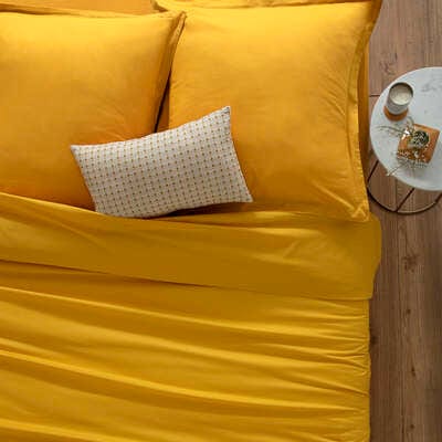 Alpha 55 Jaune ocre Housse de couette 2 Personnes en Coton  240 x 220 cm