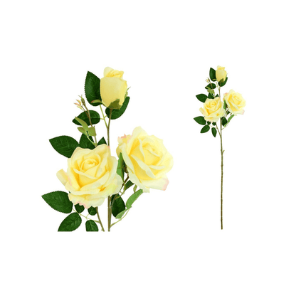 Alpha 55 Jaune Tige de 3 roses décoratives élégantes