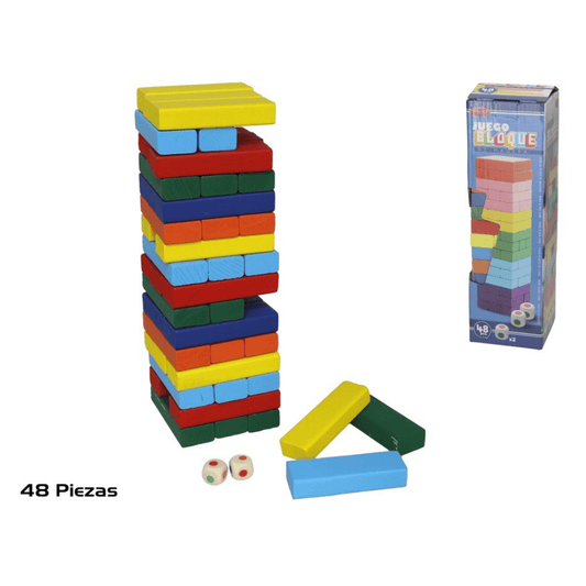 Alpha 55 Jenga 48 pièces couleur – Jeu d’équilibre fun