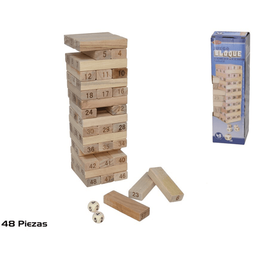 Alpha 55 Jenga 48 pièces en bois – Jeu d’équilibre
