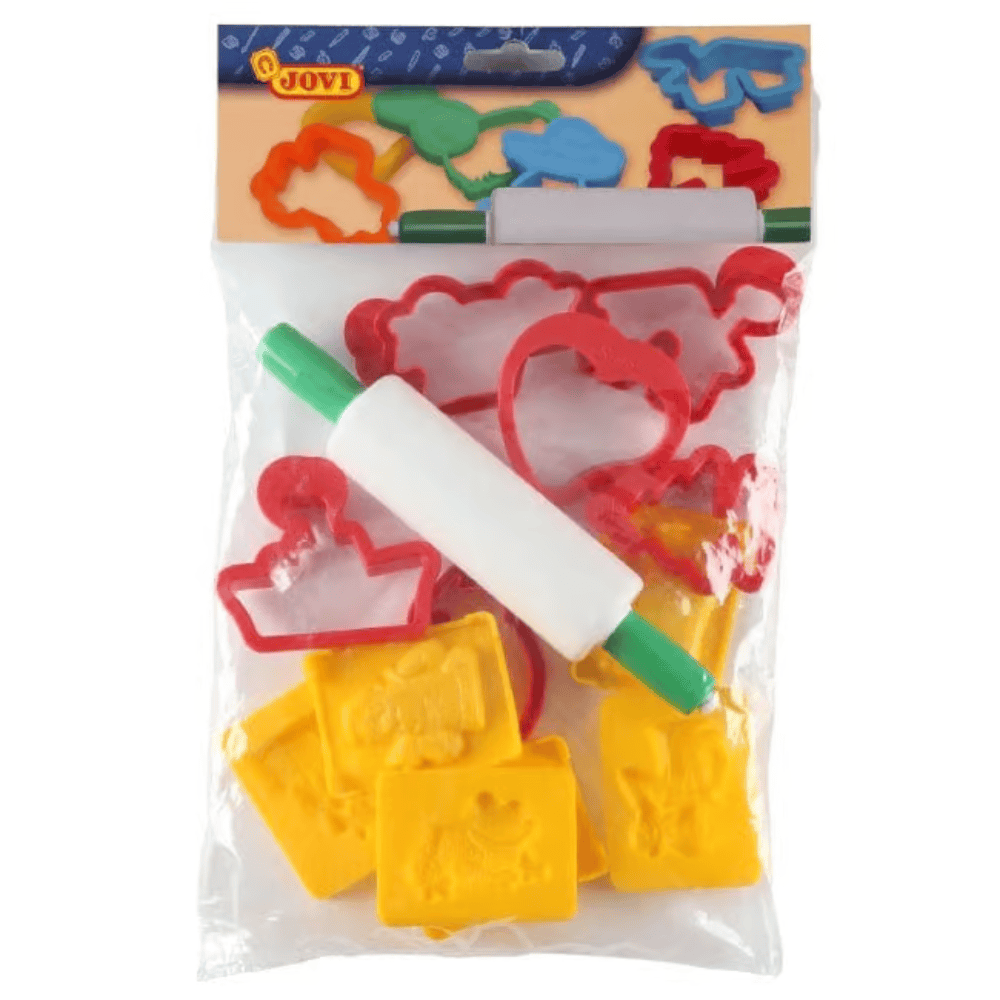 Alpha 55 JOVI Set de 12 Moules pour Pâte à Modeler avec Rouleau