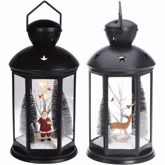 Alpha 55 Lanterne LED Noël avec Scène Animée – Noir