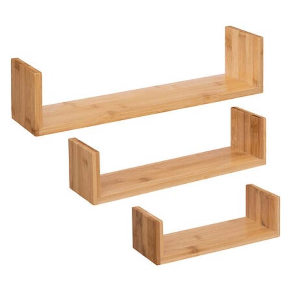 Alpha 55 Lot 3 étagères murales en bambou