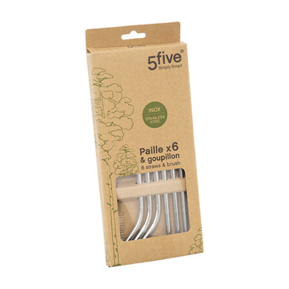 Alpha 55 Lot 6 pailles en inox avec goupillon