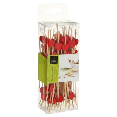 Alpha 55 Lot de 100 piques à cocktail en bambou, 4 modèles assortis