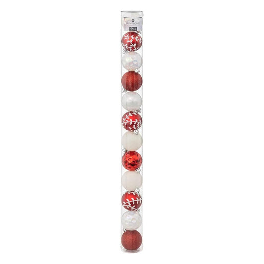 Alpha 55 Lot de 12 boules de Noël rouge et blanc – Alpha55