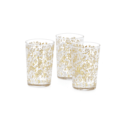 Alpha 55 Lot de 12 Verres à thé Marguerites en or