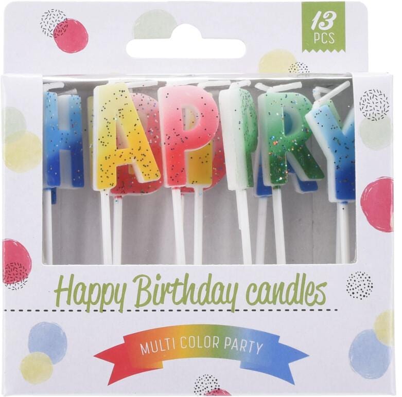 Alpha 55 Lot de 13 bougies en lettres formant HAPPY BIRTHDAY en couleurs assorties