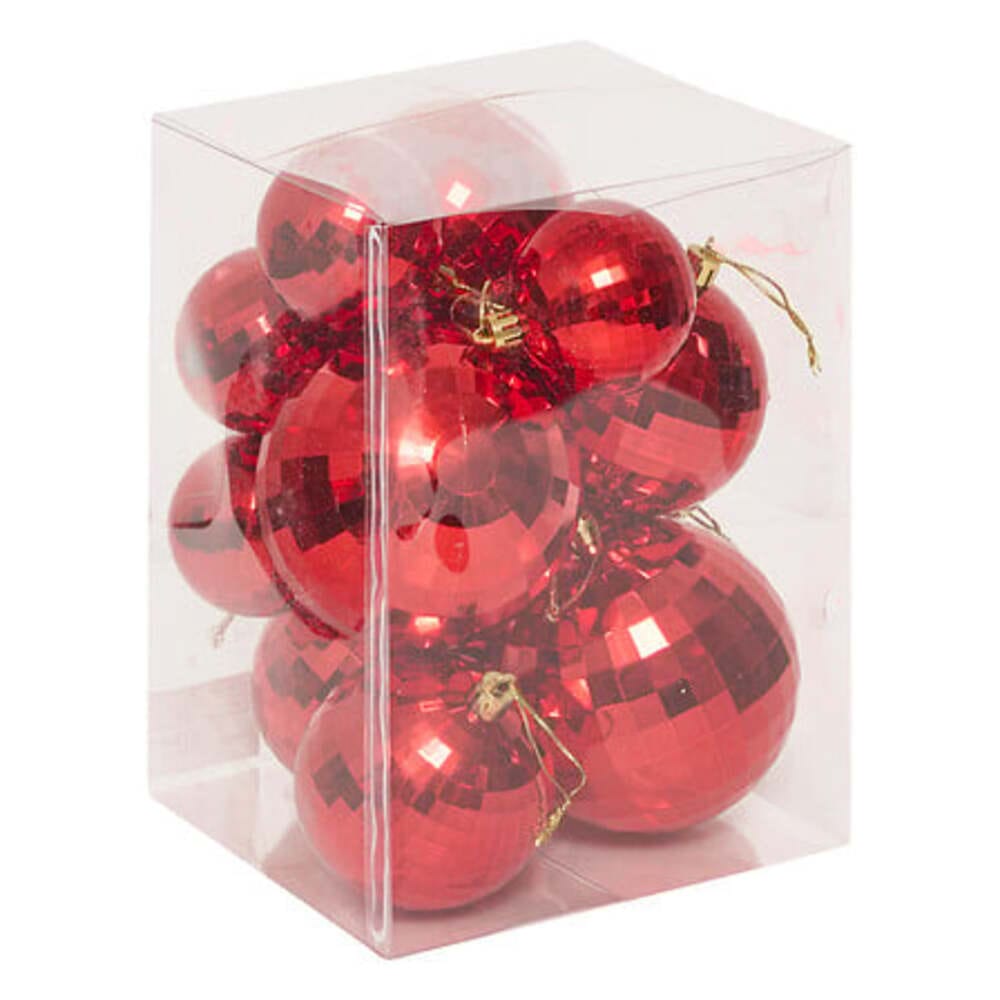 Alpha 55 Lot de 14 boules rouges effet miroir – Décoration de Noël