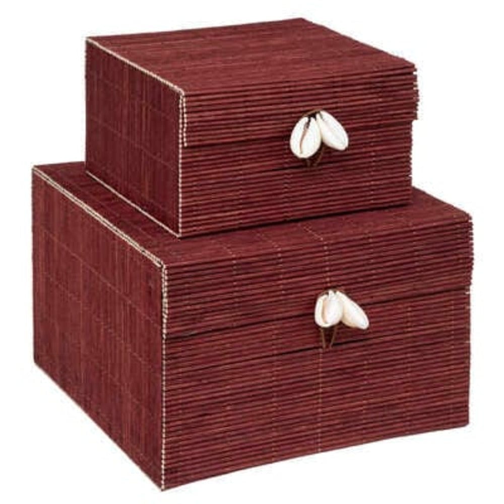 Alpha 55 Lot de 2 boîtes de rangement "tropical" en bambou
