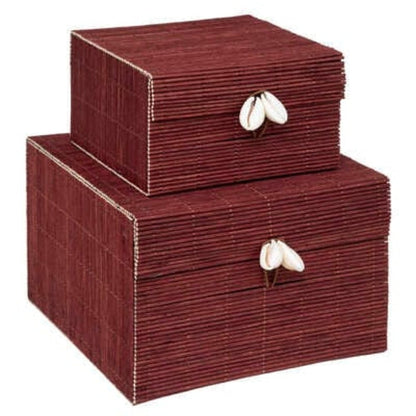 Alpha 55 Lot de 2 boîtes de rangement "tropical" en bambou