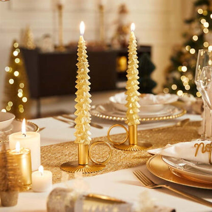 Alpha 55 Lot de 2 Bougies Bâton Sapin Doré – Déco Élégante
