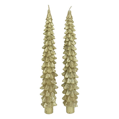 Alpha 55 Lot de 2 Bougies Bâton Sapin Doré – Déco Élégante