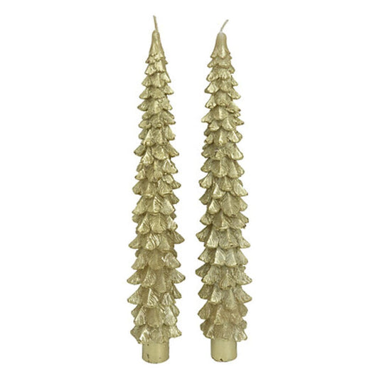 Alpha 55 Lot de 2 Bougies Bâton Sapin Doré – Déco Élégante