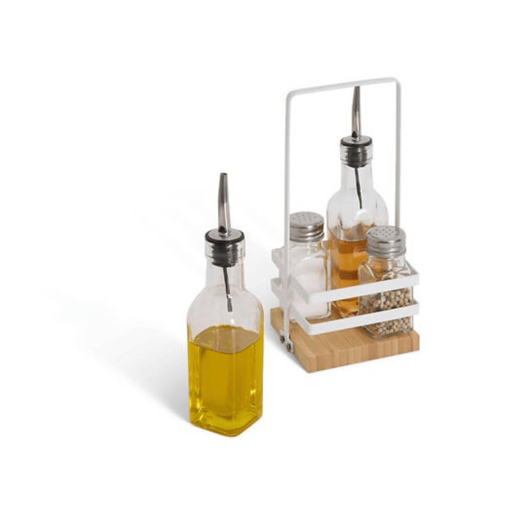 Alpha 55 Lot de 2 Bouteilles Huile & Vinaigre et 2 Pots Sel & Poivre Balm