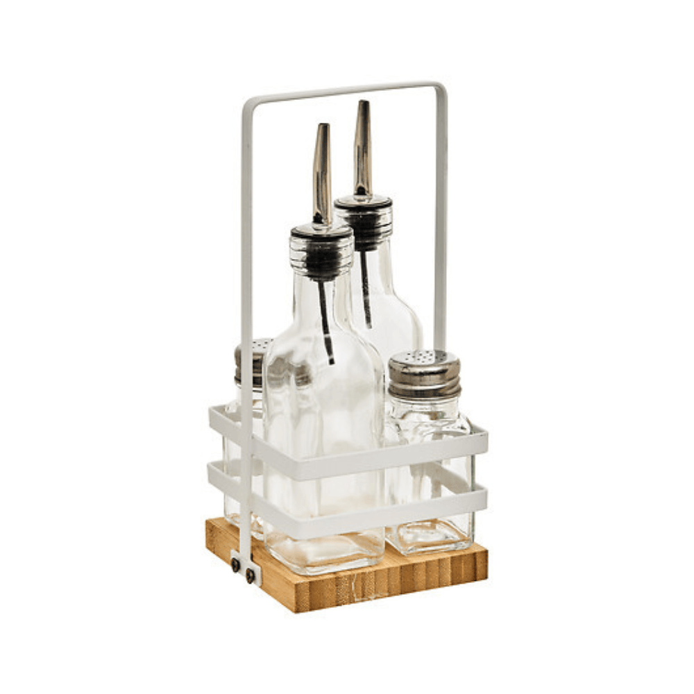 Alpha 55 Lot de 2 Bouteilles Huile & Vinaigre et 2 Pots Sel & Poivre Balm