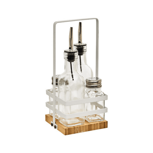 Alpha 55 Lot de 2 Bouteilles Huile & Vinaigre et 2 Pots Sel & Poivre Balm