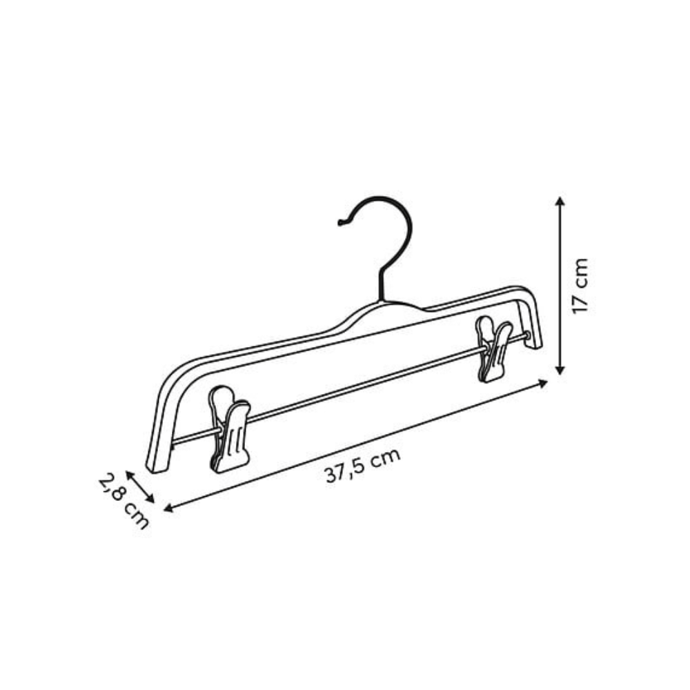 Alpha 55 Lot de 2 Cintres Hang'clip 37,5 cm Noirs