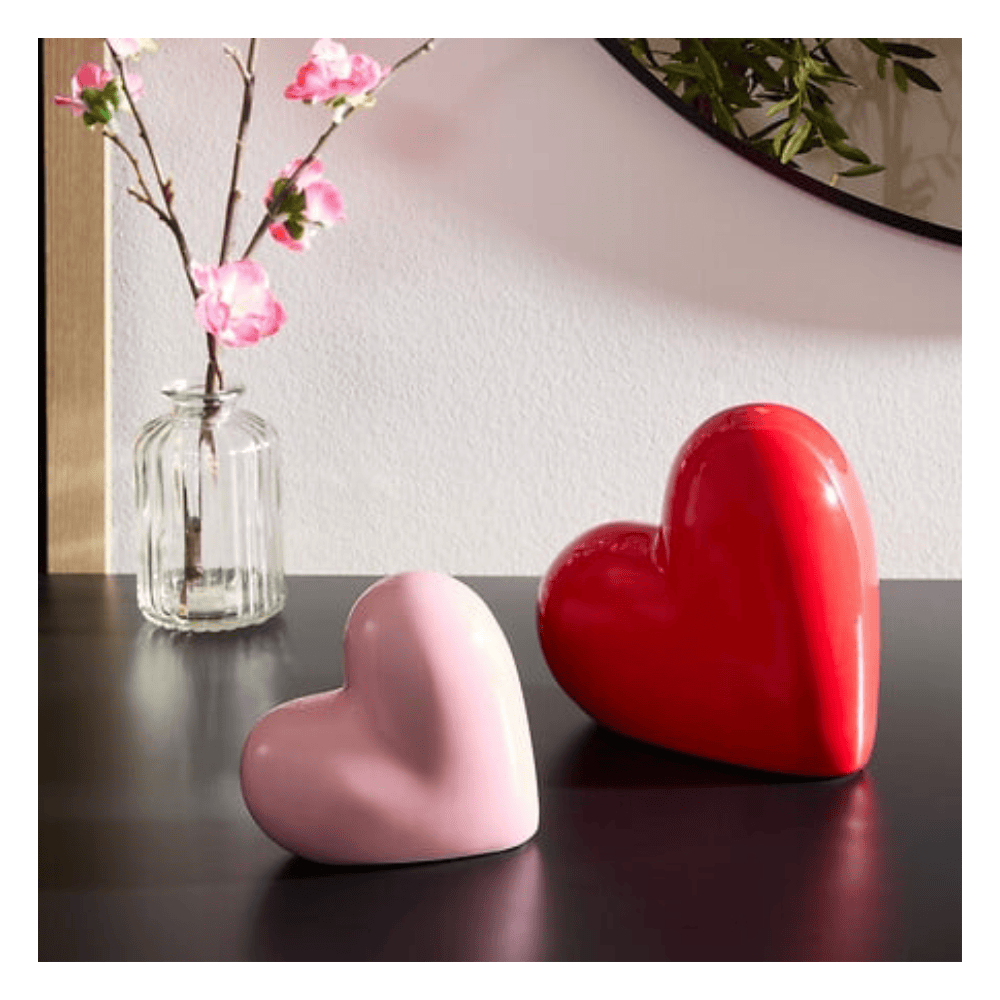 Alpha 55 Lot de 2 cœurs déco Love en céramique