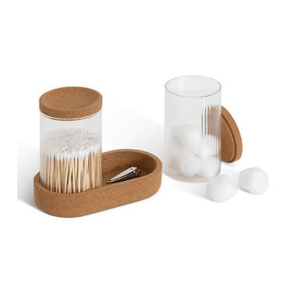 Alpha 55 Lot de 2 organiseurs plateau liège en verre