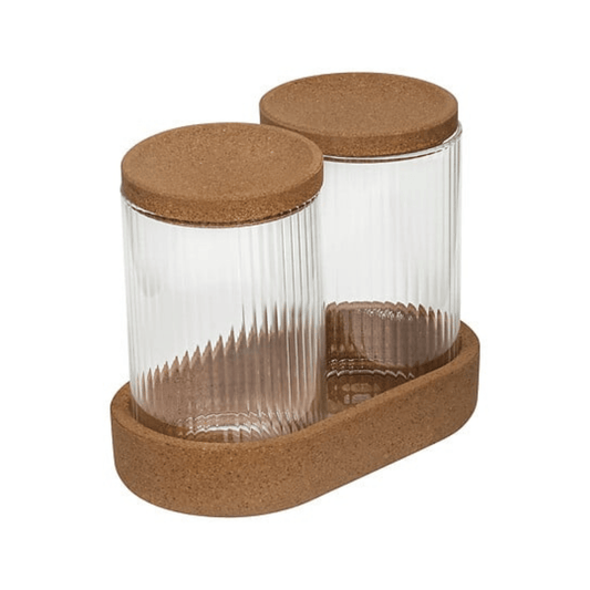 Alpha 55 Lot de 2 organiseurs plateau liège en verre